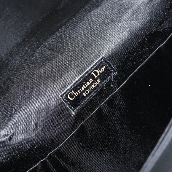 Authentic Christian Dior Shoulder Bag Nylon Black Gold - Picture 3 of 16